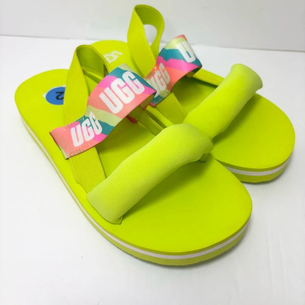 Ugg Zuma Sling  Neon green‎ sandals Kids Size 2